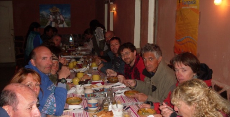 Abendessen in Colchane im Norden von Chile